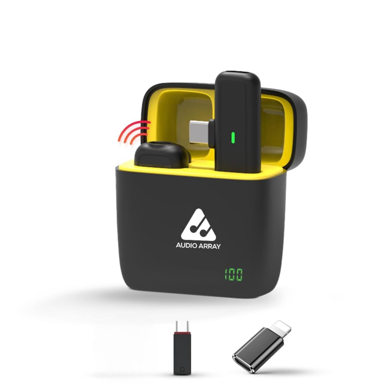 Audio Array AM-W16 Solo Wireless Lapel Over Ear Mic|in-Built ANC,Plug N Play,LongBattery Life,Ultra-Low Latency,Upto 30M Range|Compatible with iPhone&Android|Vlogging,Streaming,Teaching,YouTube,Black