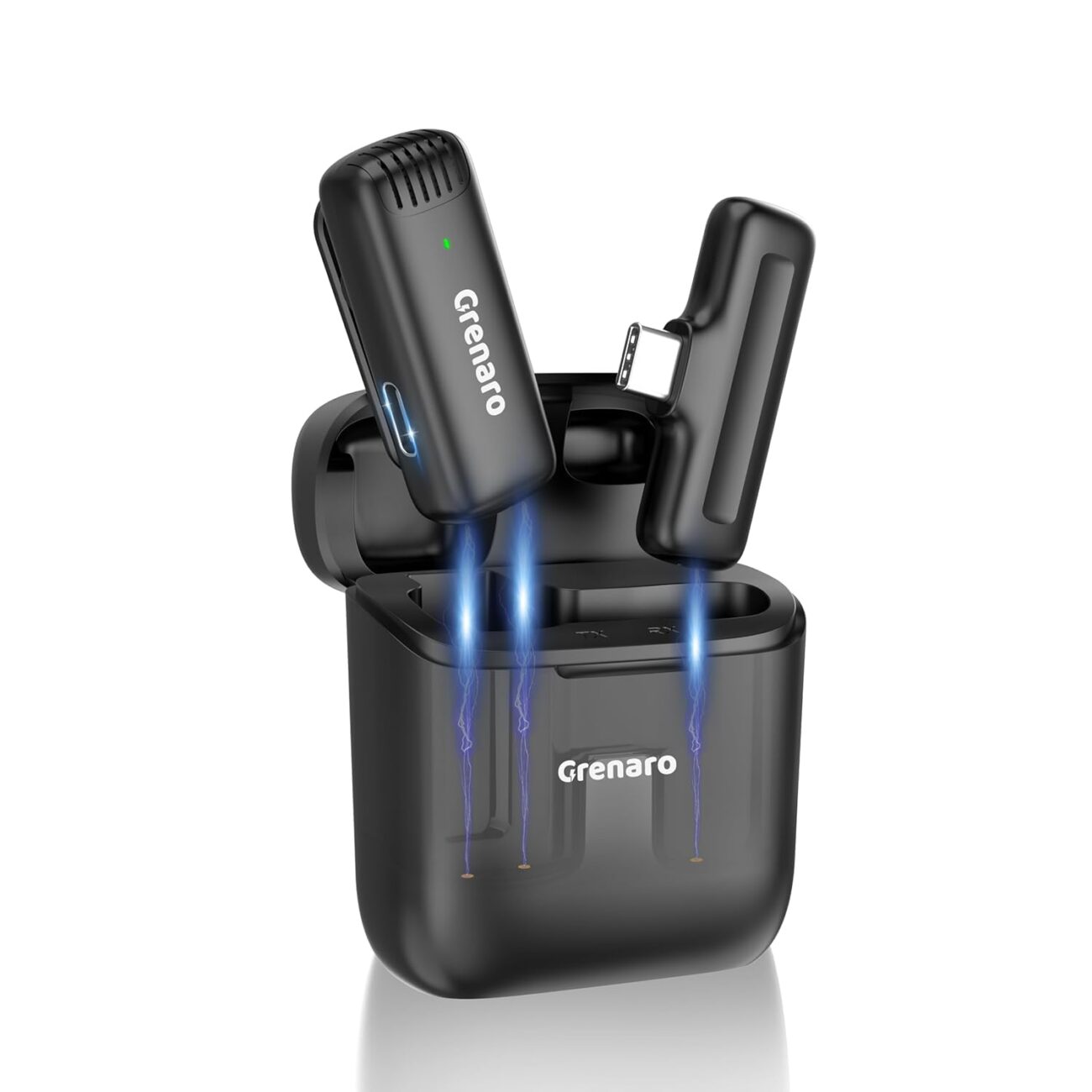 GRENARO Wireless Mic for YouTube, 3-Level Adjustable MicNoise Reduction Lapel Mic with Charging Case, Wireless Mic for Video Recording, YouTube, Facebook, Video Production (Single)