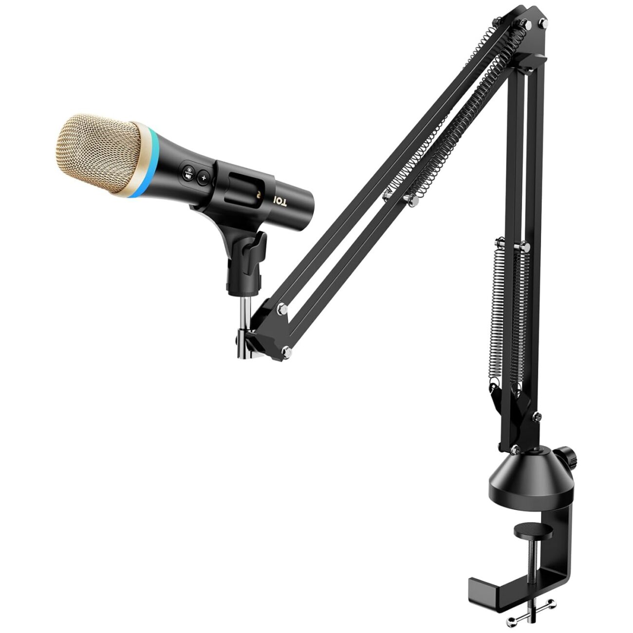 TONOR Dynamic USB/Type-C Microphone for PC, RGB Podcast Computer Gaming Microphone with Arm Stand for Recording, Live, Streaming, YouTube, Vocals, Studio, Karaoke Microphone, Quick Mute Button, Black