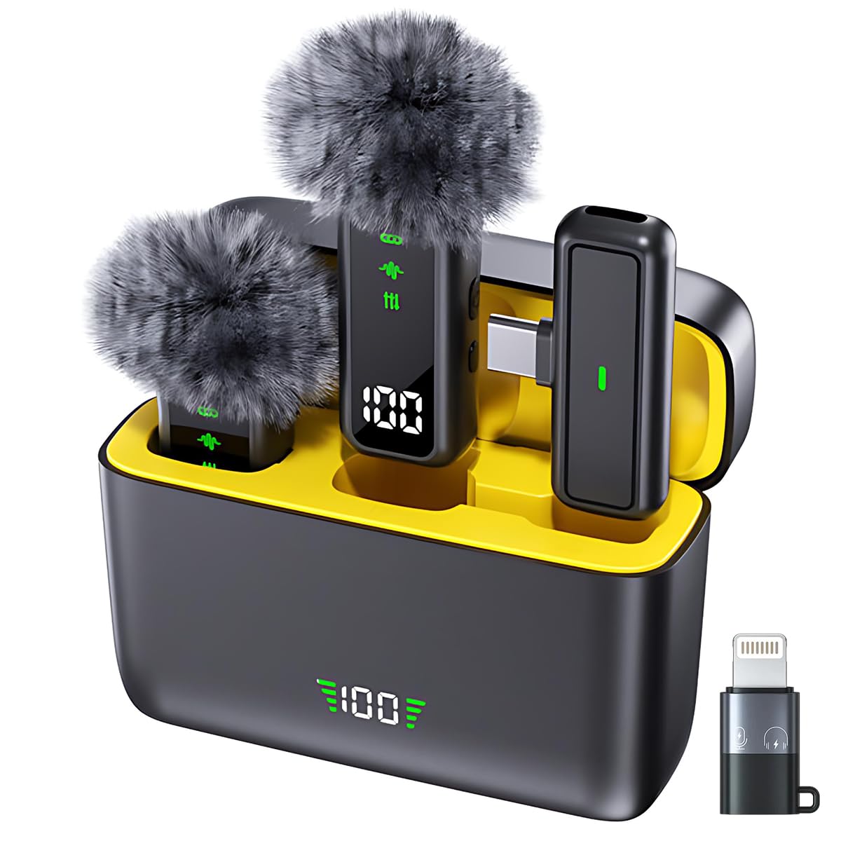 LEKATO Wireless Microphone for iPhone & Android – Dual Channel 2-Person Mic with Noise Cancellation, 8H Battery, 20m Range | YouTube, Interviews & Live Streaming – LWM03