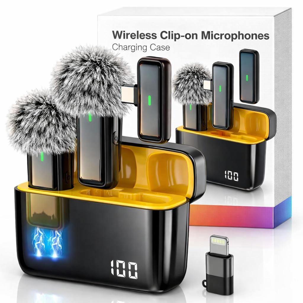 Primate Wireless Clip-On Microphone with Noise Reduction| 48H Battery Backup, 20m Working Range, Type-C Fast Charging | Lavalier Mic for YouTube, Vlogging & Video Recording