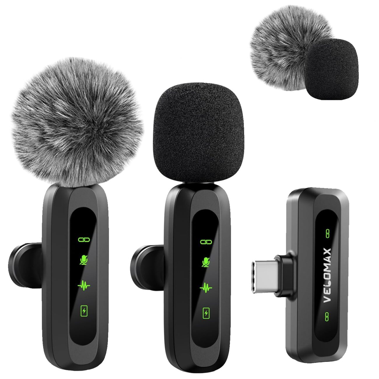 VELOMAX Mic for YouTube Wireless – Ultra-Clear Noise Reduction, 30M Stable Connection, Zero Latency, Plug & Play, Perfect Wireless mic for Youtubers Creators