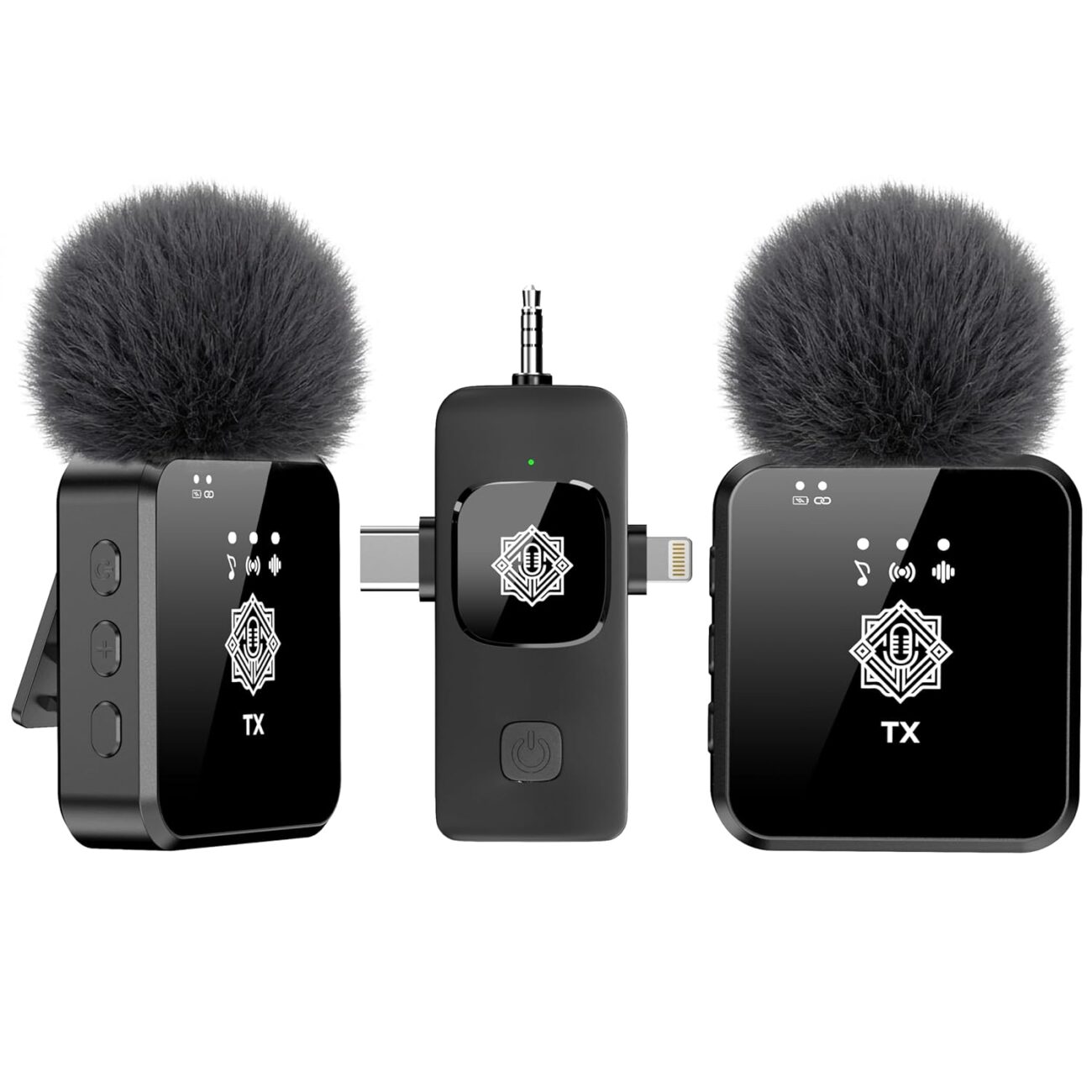 DIGIMORE 3 in 1 Wireless Lapel Mic with ANC | 100Ft Range | 10Hrs Playback | KTV Reverb/Mute Functions | Plug n Play with Clear Timbre & High Sensitivity for Vloggers, Live Streaming & Youtube (D-455)