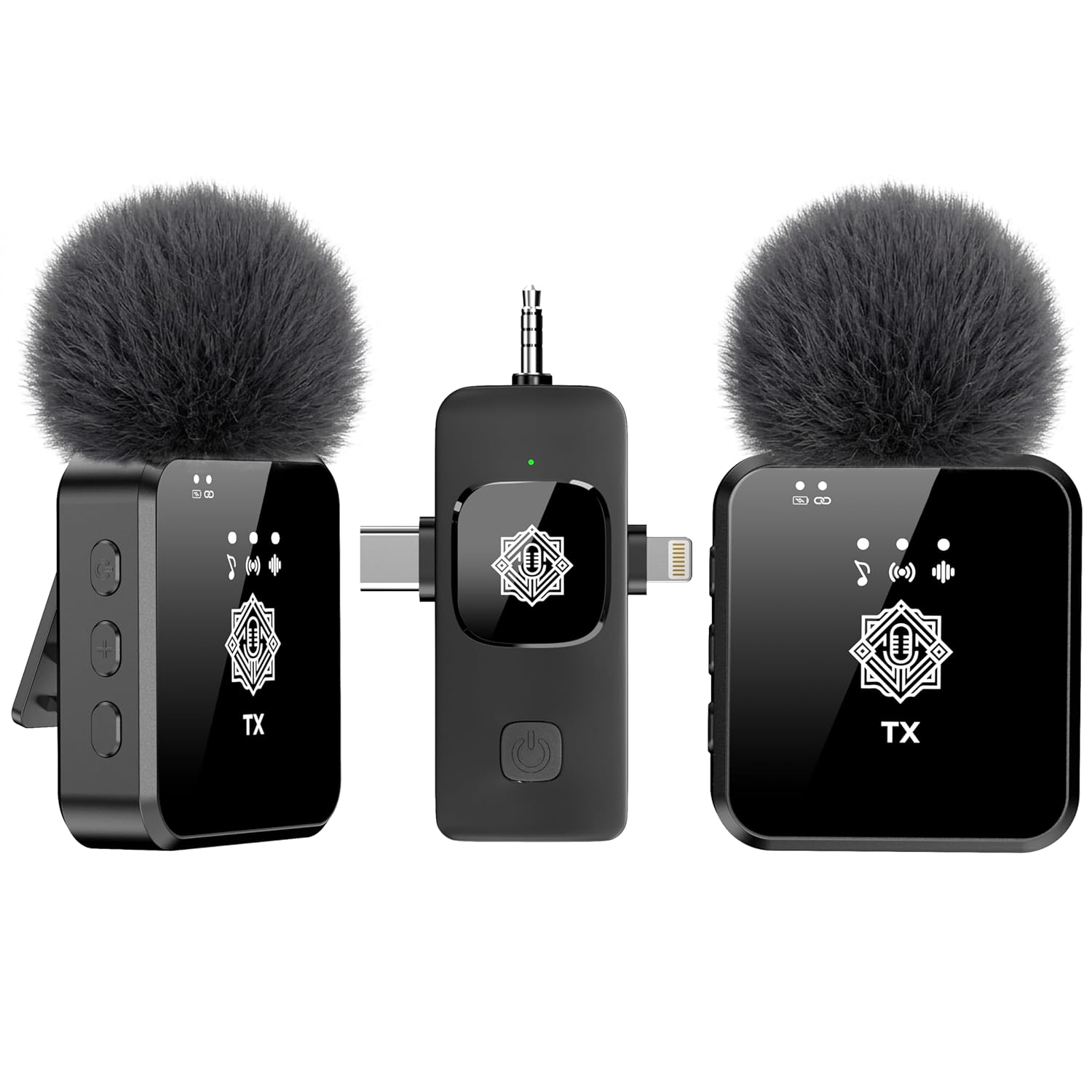 DIGIMORE 3 in 1 Wireless Lapel Mic with ANC | 100Ft Range | 10Hrs Playback | KTV Reverb/Mute Functions | Plug n Play with Clear Timbre & High Sensitivity for Vloggers, Live Streaming & Youtube (D-455)