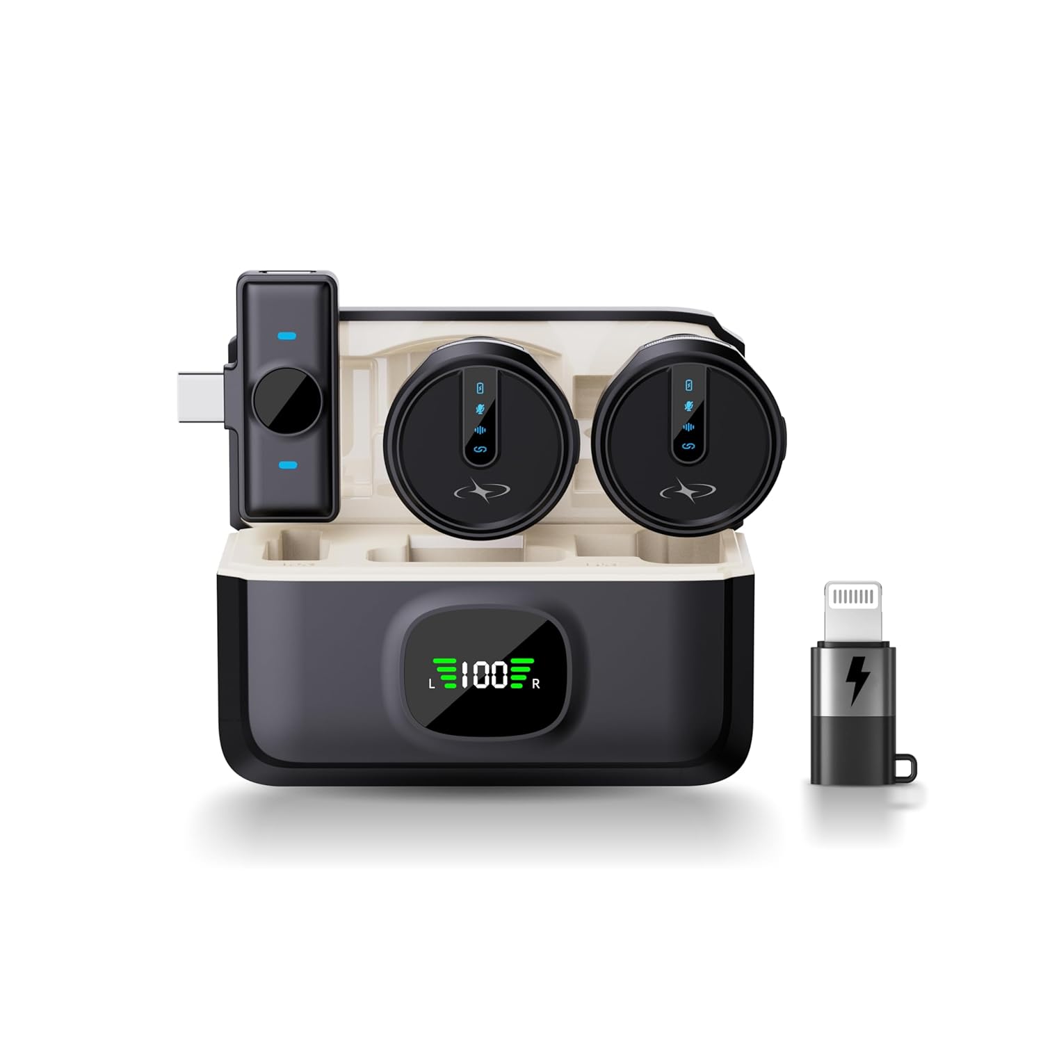FLYBALL Wireless Mic, for Andriod & iOS, with 3-Level AI ENC, 100m Range, 80H Recording, Reverb Mode, Long Battery Life, 2.4G Mic for YouTube, Interviews, Vlogging, Content Creation SLM 520 VL