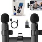 RATURISH K9 Dual Wireless Microphone (2 Mics) for Mobile – Plug & Play Lavalier Mic for iPhone & Android, Clip On Mic for YouTube, Reels, Vlogging, Interviews & Video Recording