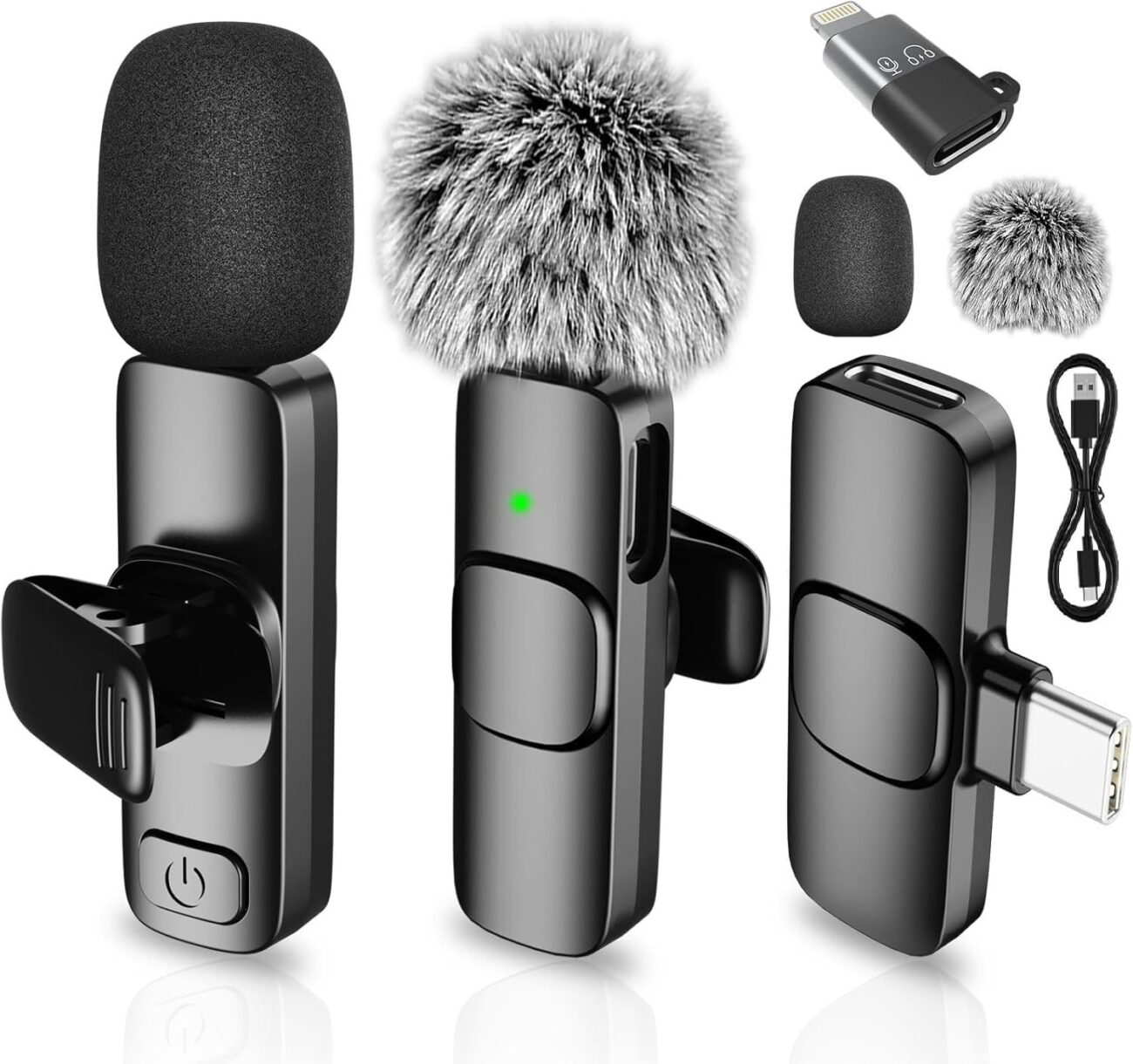 Mini Bluetooth Lapel Mic for Video Recording Clip On Microphone for Vlogging Podcast Live Steam Vlog Interview YouTube TikTok, Wireless Lavalier Microphone for iPhone iPad Android Phone