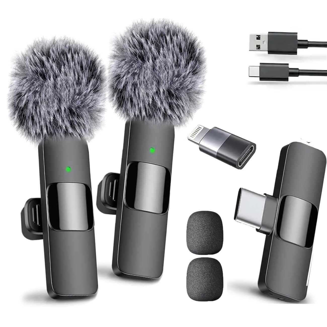 OUTLAND mnidirectional Mic for YouTube | Plug & Play Wireless Mic Set 30m Range | Microphone for Video Recording DSP Noise Cancellation Collar Mike LED Type C for Vlogging, Podcast