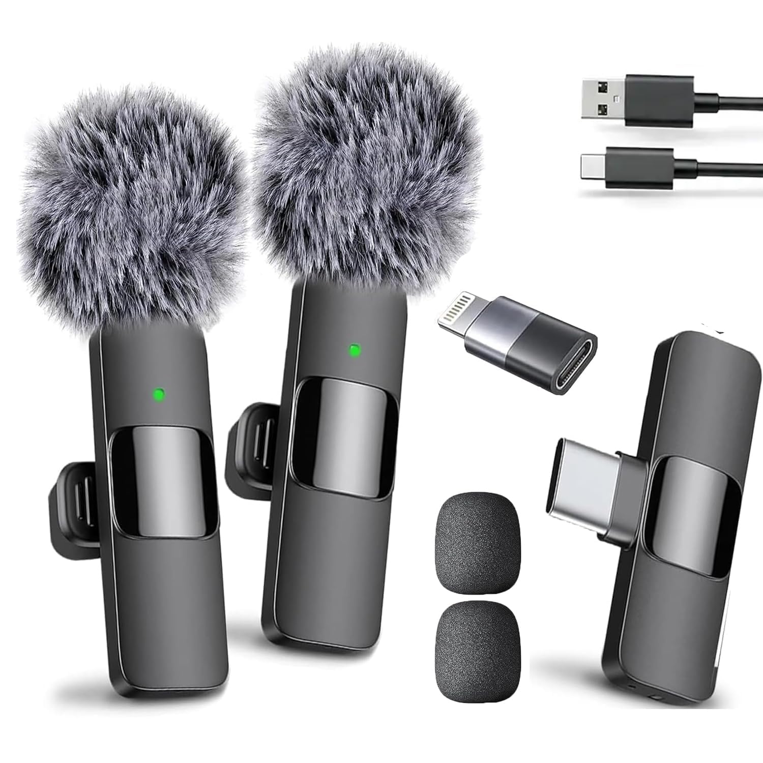 OUTLAND mnidirectional Mic for YouTube | Plug & Play Wireless Mic Set 30m Range | Microphone for Video Recording DSP Noise Cancellation Collar Mike LED Type C for Vlogging, Podcast