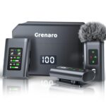 GRENARO Professional Noise Reduction Wireless Mic for YouTube with 30H Charing Case, Mic Wireless with Display Receiver and 100-meter Range, Receiver Compatible with Camera/iPhone/Android