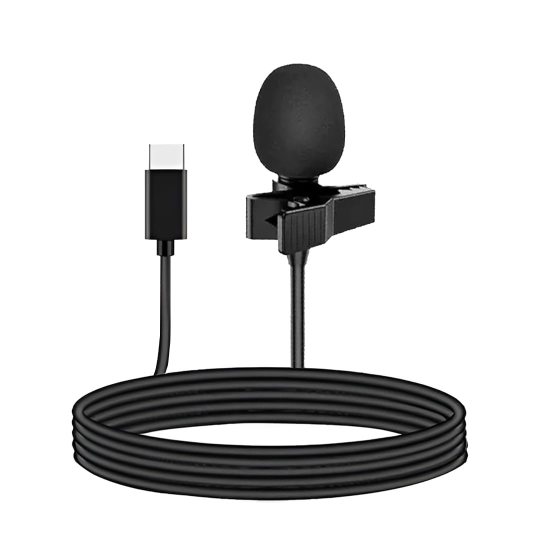 LIRAMARK Lavalier Collar Mic USB Type C Professional Lapel Clip-on Mic Omni Condenser for Video Recording Noise Reduction Mic for YouTube Vlogging Interview on Android.