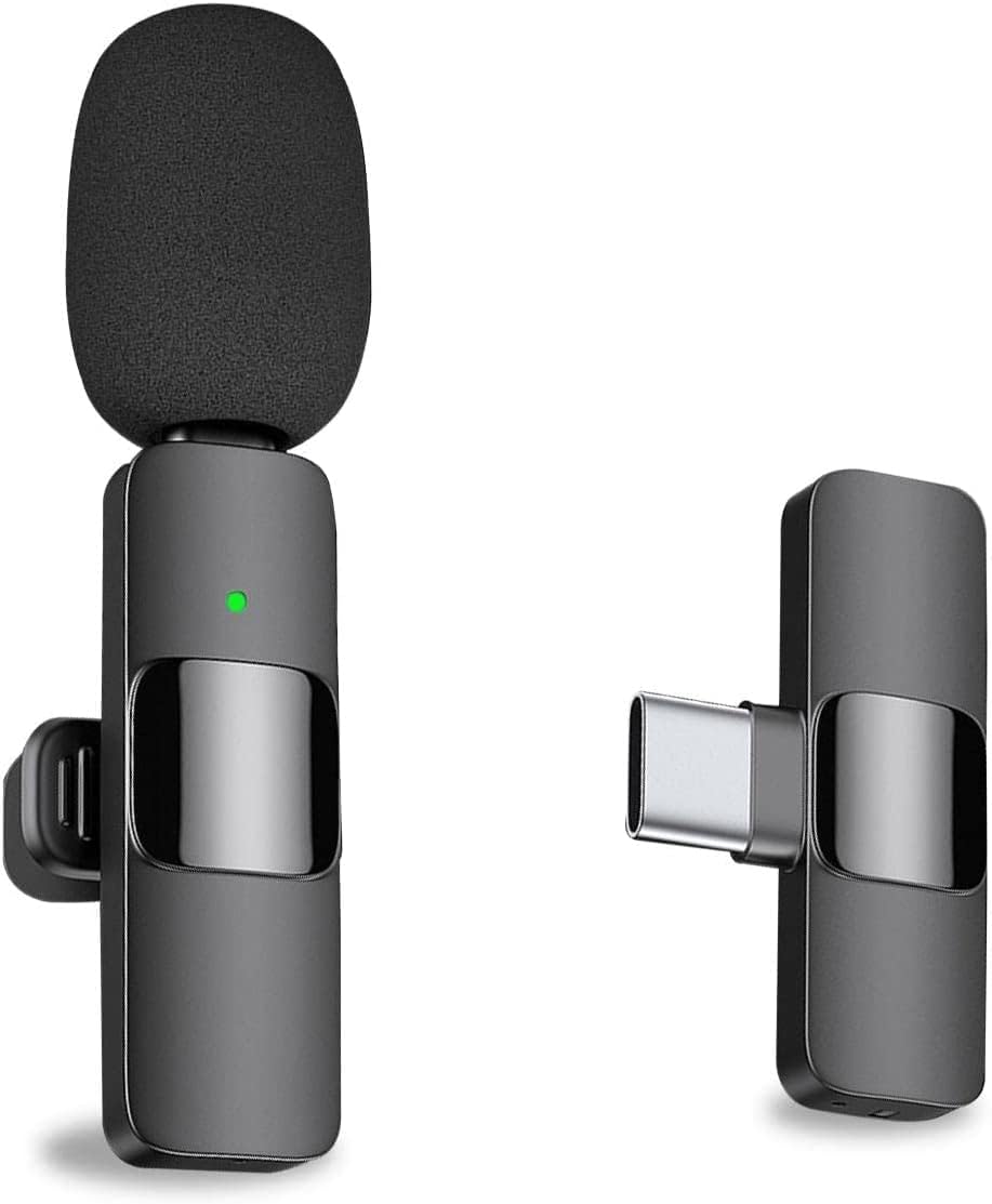 TOURISTIANO Wireless Collar Mic for Type-C Android Cell Phone,Tablets & iPhone Supported Lavalier (Lightning (Lightning 1 Mic)