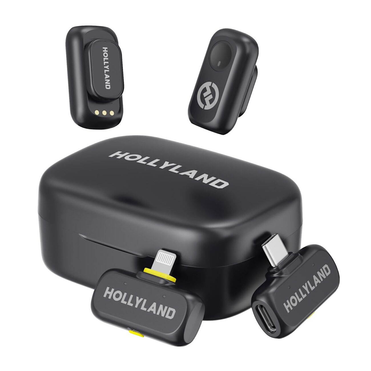 Hollyland Lark A1 Combo Wireless Magnetic Microphone for iPhone/iPad/Android Phone, Mini Wireless Mic with 3-Lv Noise Cancel, EQ & Reverb, 6-Lv Gain Control for YouTube Podcast Vlog Content Creation