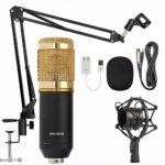Nutts Condenser Microphone Set Podcast Broadcasting Mic for YouTube, Gaming and Home Studio Recording Set with Scissor Arm Stand U Shape Pop Filter& 3.5mm Audio Jack Mic Set