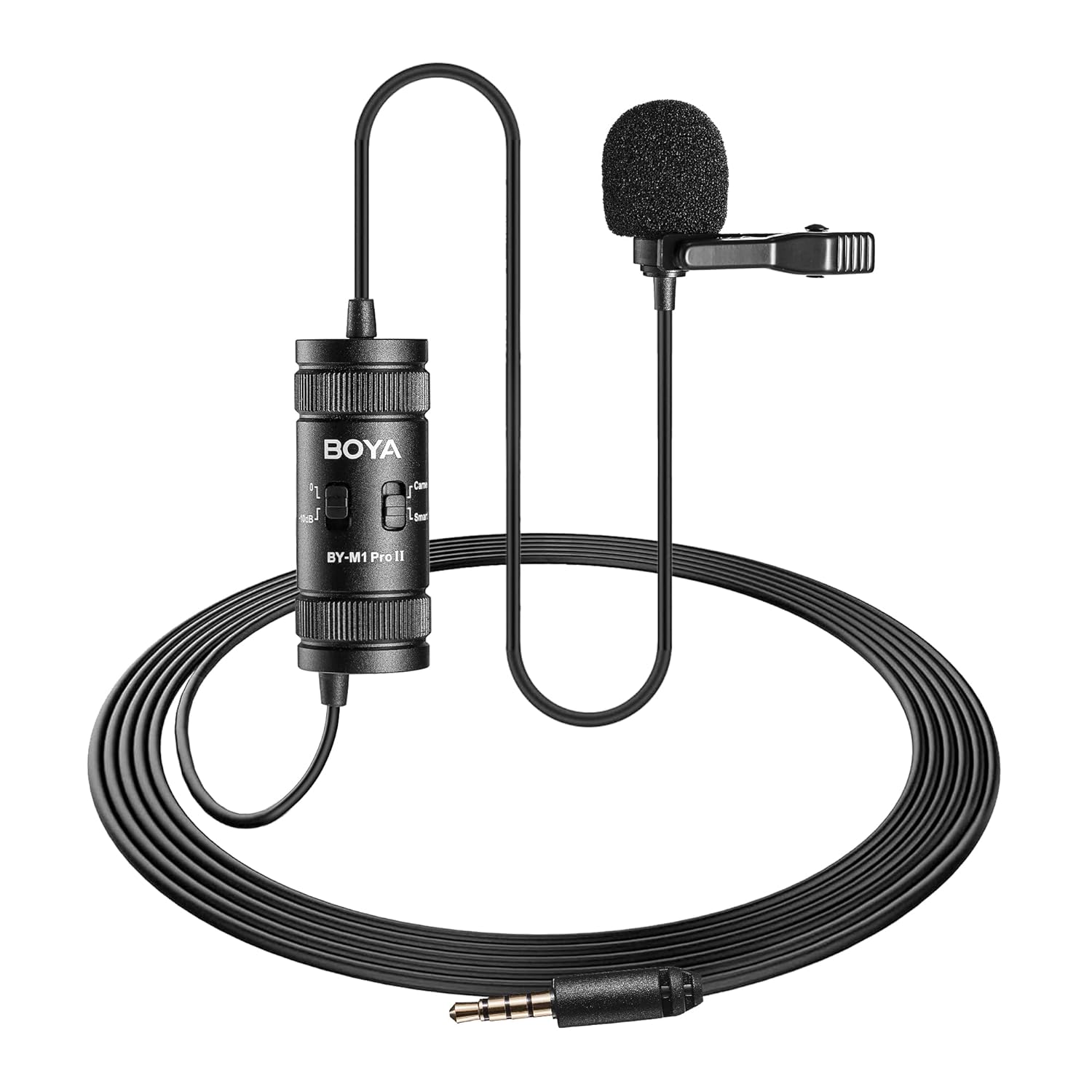 BOYA Lavalier Lapel Microphone – No Battery, by-M1 Pro ll Omnidirectional Condenser Mic for iPhone Camera Android PC Windows – for YouTube, Interview, Video Recording 19.6ft