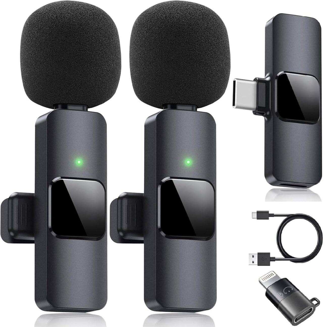 Lapel Mic Plug and Play Wireless Mic Noise Reduction Mini Microphone for Video Recording Interview Podcast Vlog YouTube Tiktok, Wireless Lavalier Microphone