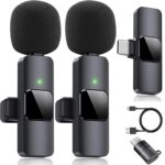Lapel Mic Plug and Play Wireless Mic Noise Reduction Mini Microphone for Video Recording Interview Podcast Vlog YouTube Tiktok, Wireless Lavalier Microphone