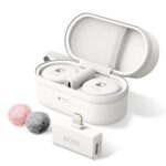 BOYA Omic-D-W Wireless Lavalier Microphone for iPhone,Noise Cancelling iPhone Microphone Wireless with Magnetic Clip,18H Battery MFi Certified Lapel Microphone for iPhone/iPad Youtube Vlog Video-White