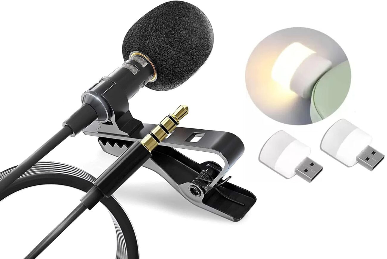 Collar Clip Microphone Omnidirectional Mic with Easy Clip On System Perfect for Recording YouTube/Interview/Video Conference/Podcast/Android.