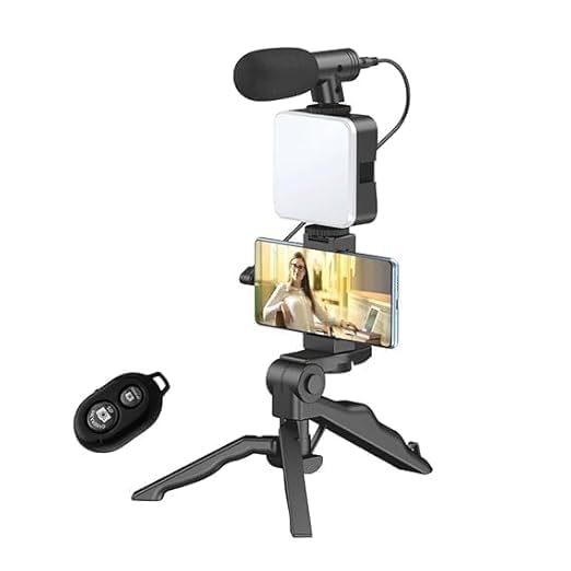 YEPZY 6-in-1 Vlogging Kit for Video Making with Bluetooth Remote, Mic, Mini Tripod Stand, LED Light & Phone Holder Clip for Making Videos, Recording YouTube Videos