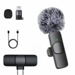 GADGETSWEAR K8 Furry Dual Lavalier Wireless Microphone with LED Display Case for iPhone, Camera, PC (Lightning & USB-C Plug)