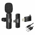 Wireless Lavalier Microphone for Mobile Phone with Type-C Receiver and Charging Cable, Clip On Mini Mic for Live Show, Interview and Vlog Video