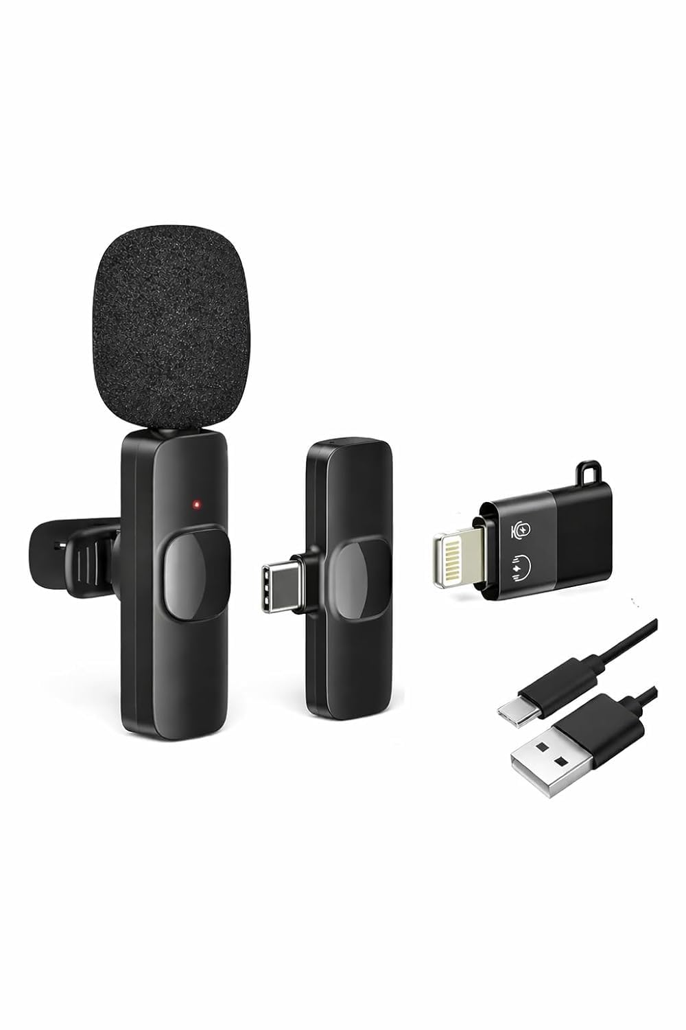 Wireless Lavalier Microphone for Mobile Phone with Type-C Receiver and Charging Cable, Clip On Mini Mic for Live Show, Interview and Vlog Video