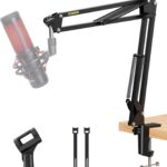 MAONO Boom Arm Microphone Stand: Adjustable Metal Suspension Mic Boom Arm for Podcast Gaming Streaming Recording,with Desk Clamp and 3/8″ to 5/8″ Screw Adapter-Max Load 1KG AU-B01 Black