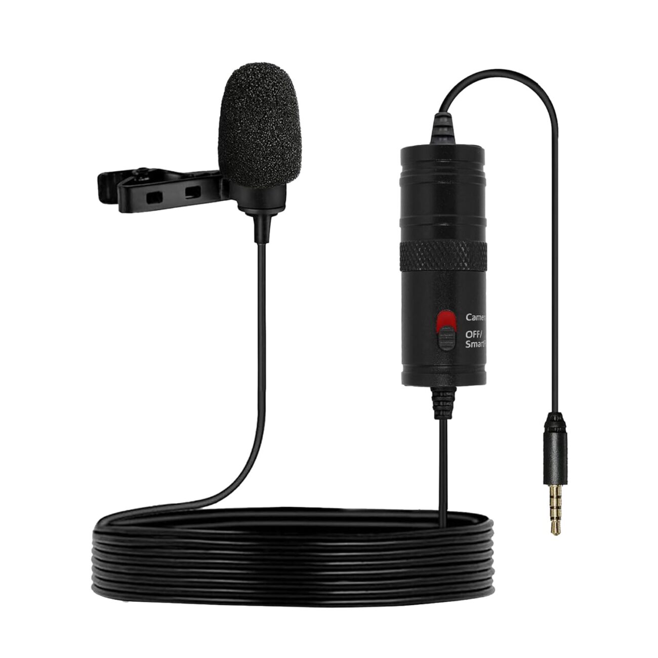 amazon basics Metal Condenser Microphone with 6m Cable | Compatible with Smartphones, Cameras, PCs, and Laptops | Built-in Noise Reduction (Black)