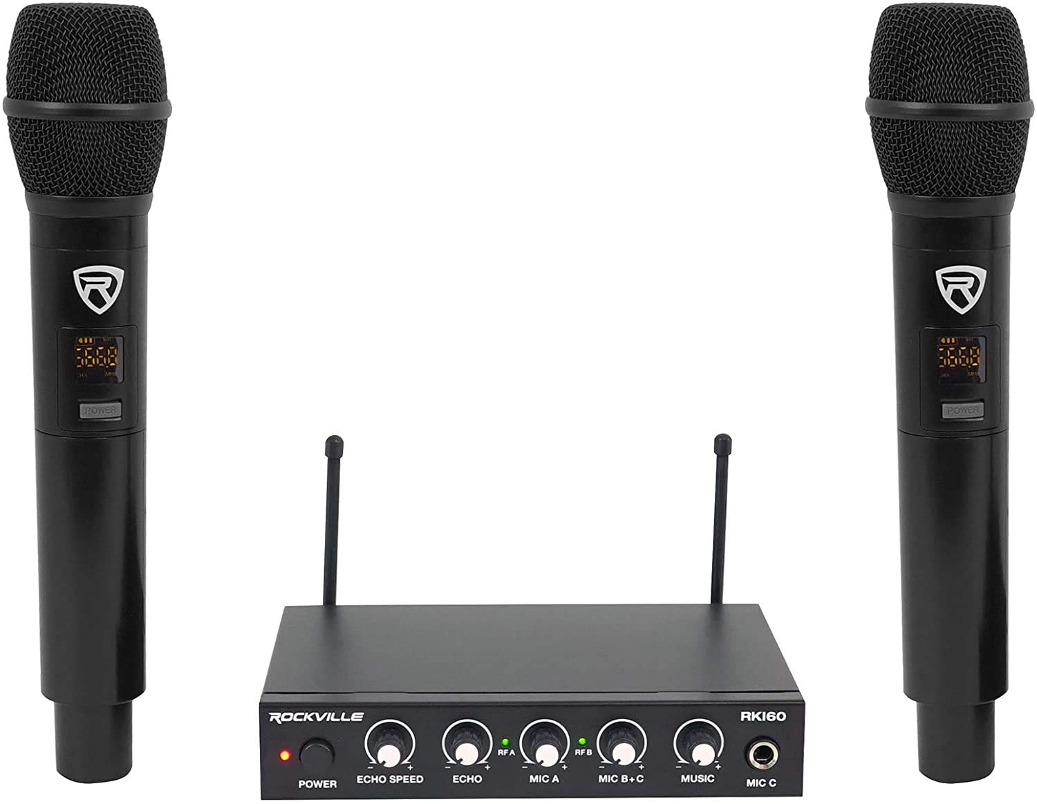 RockvilIe RKI60 Karaoke Dual Wireless Microphone Mixer for Home Theater System