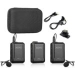 Movo WMX-1-DUO 2.4GHz Dual Wireless Lavalier Microphone System (200′ ft Audio Range)