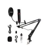 Digitek DM-501 USB Podcast & Gaming Condenser Microphone Kit with Arm & Pop Filter, High Sensitivity, Noise Cancellation, Vol Adjustment & Mute, Use with PS4, PS5,PC & Smartphone for Live Streaming