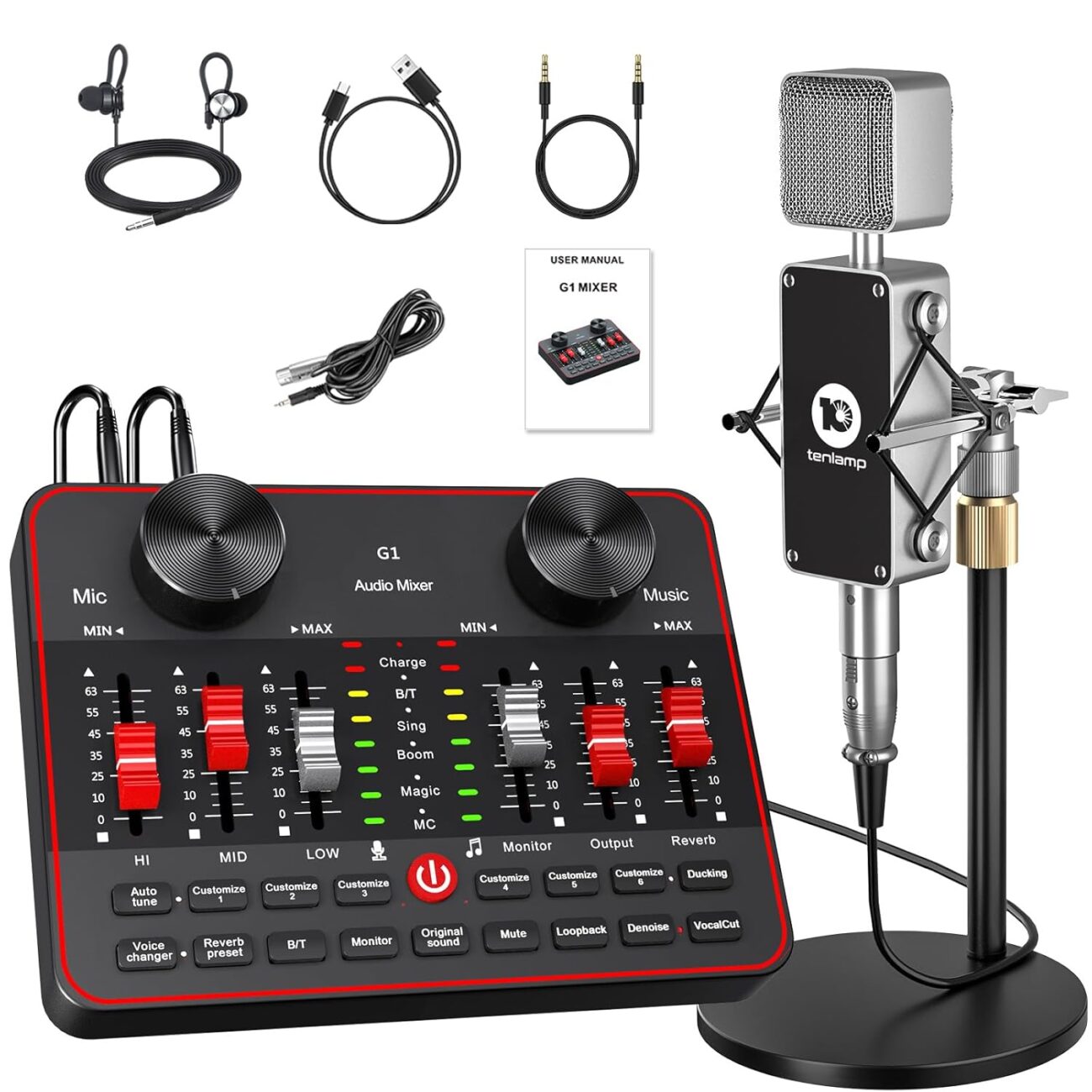 neculogy Podcast Equipment Bundle, BM-800 Condenser with Voice Changer, Recording Studio Package – Podcast Microphone Bundle for Laptop, Streaming/Live Broadcast/YouTube Recording