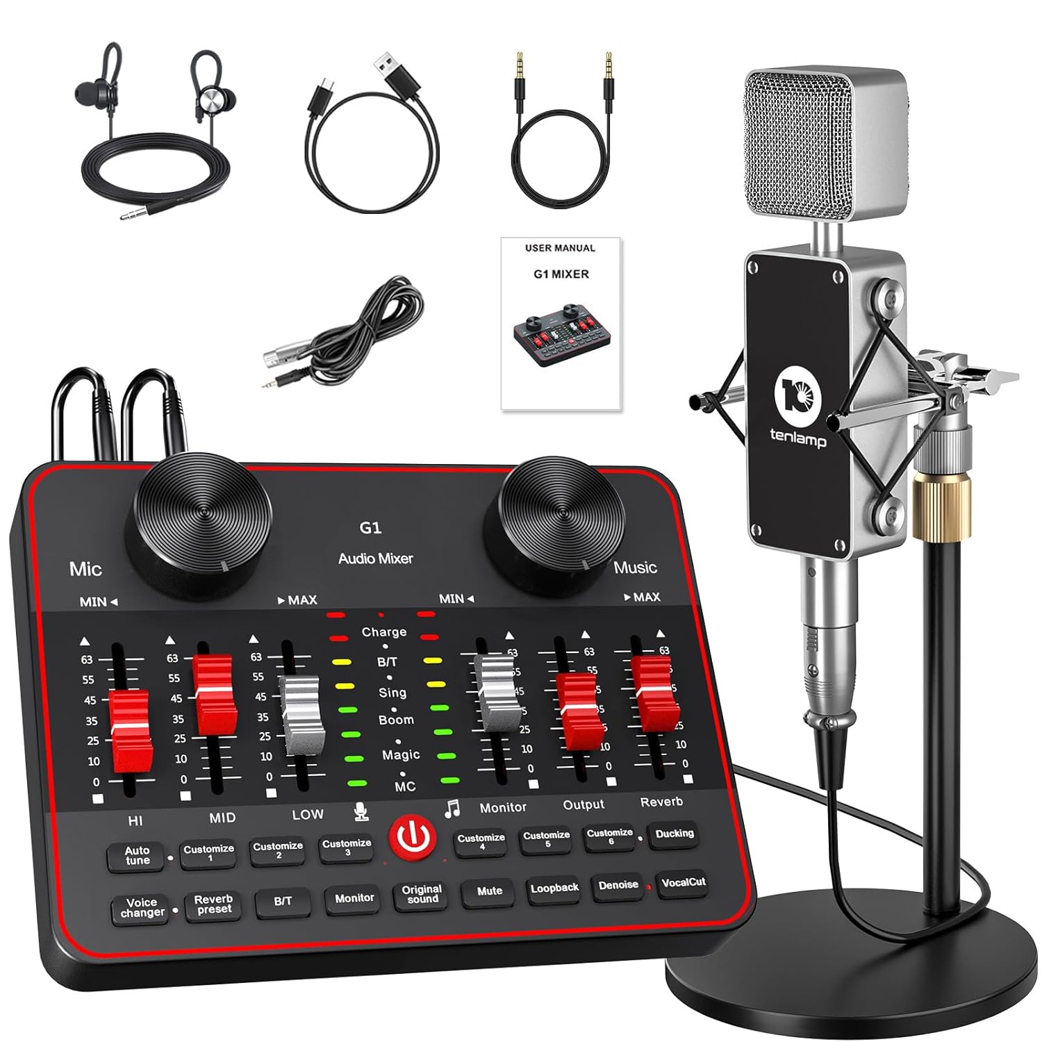 neculogy Podcast Equipment Bundle, BM-800 Condenser with Voice Changer, Recording Studio Package – Podcast Microphone Bundle for Laptop, Streaming/Live Broadcast/YouTube Recording
