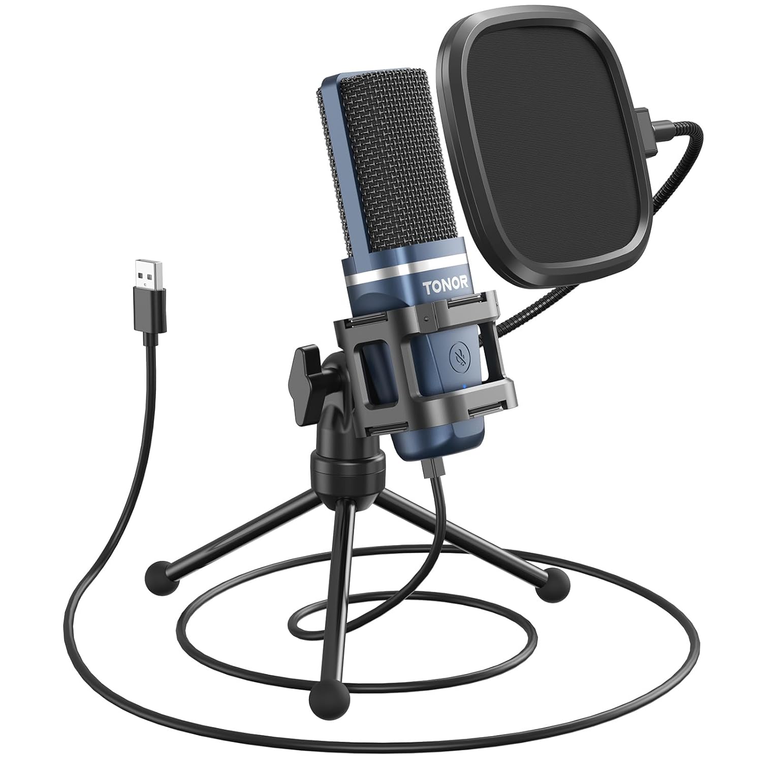TONOR USB Gaming Microphone, Computer Condenser PC Mic with Tripod Stand & Pop for Streaming, Podcasting, Vocal Recording, Compatible with iMac PC Laptop Desktop Windows Computer, TC-777