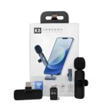 Wireless Microphone 2-in-1 Lavalier Mic with Receiver for iPhone/Android Type-C Plug & Play Clip-On Mini Microphone for YouTube Vlogging, Zoom, Online Teaching (K8-Mic)