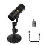Comica EJoy D10 Pro XLR/USB-C Gaming Microphone for Podcasting Recording,Wired/Wireless Dynamic Computer Mic for Desktop with RGB,Mute,Noise Reduction,Gain,for PC,PS4,PS5,Live Streaming,Youtube(Black)