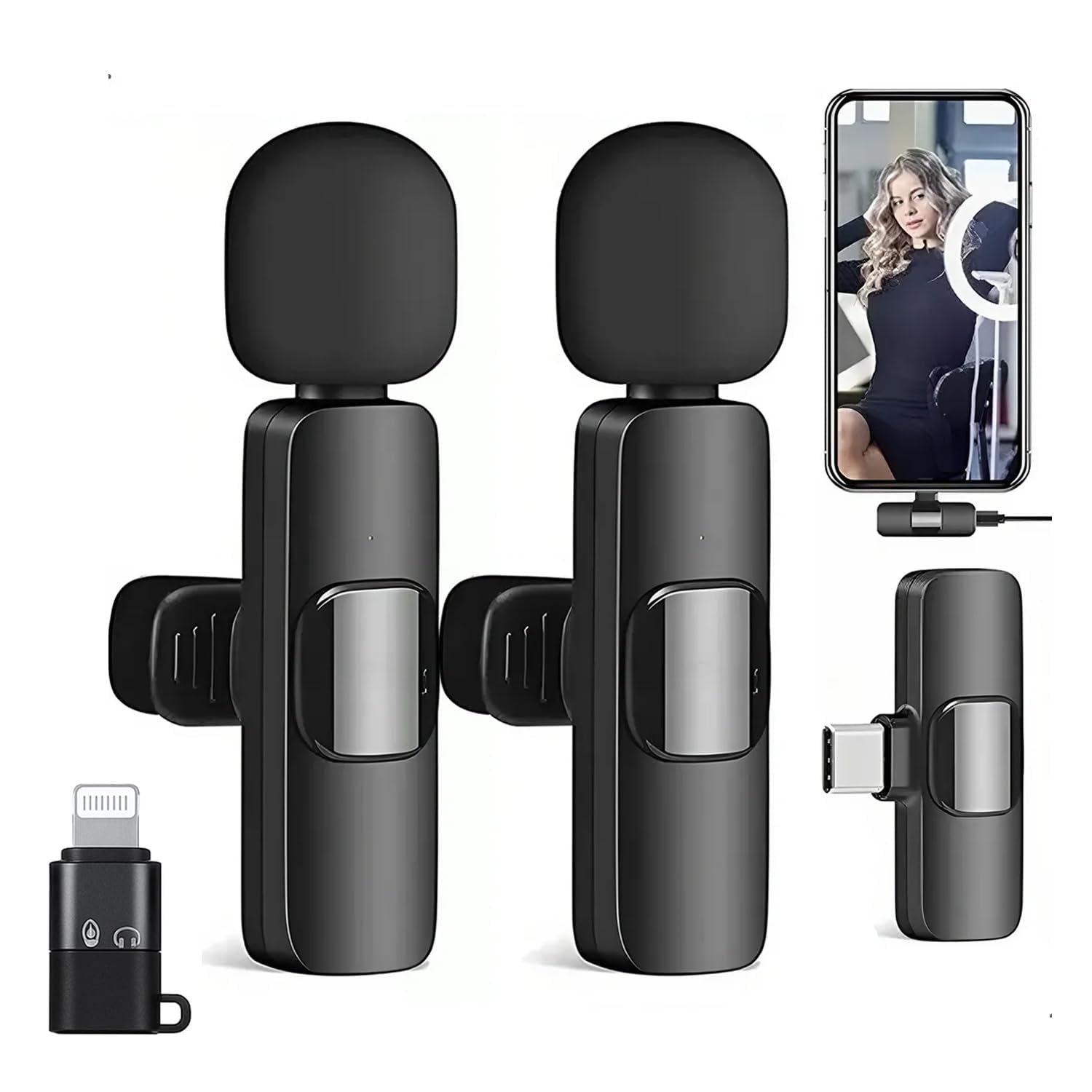 K9 Dual Wireless Lavalier Microphone for All Smartphones | Noise Cancellation Dual Mic Set with Receiver for Recording Interviews, Vlogs, YouTube, Reels