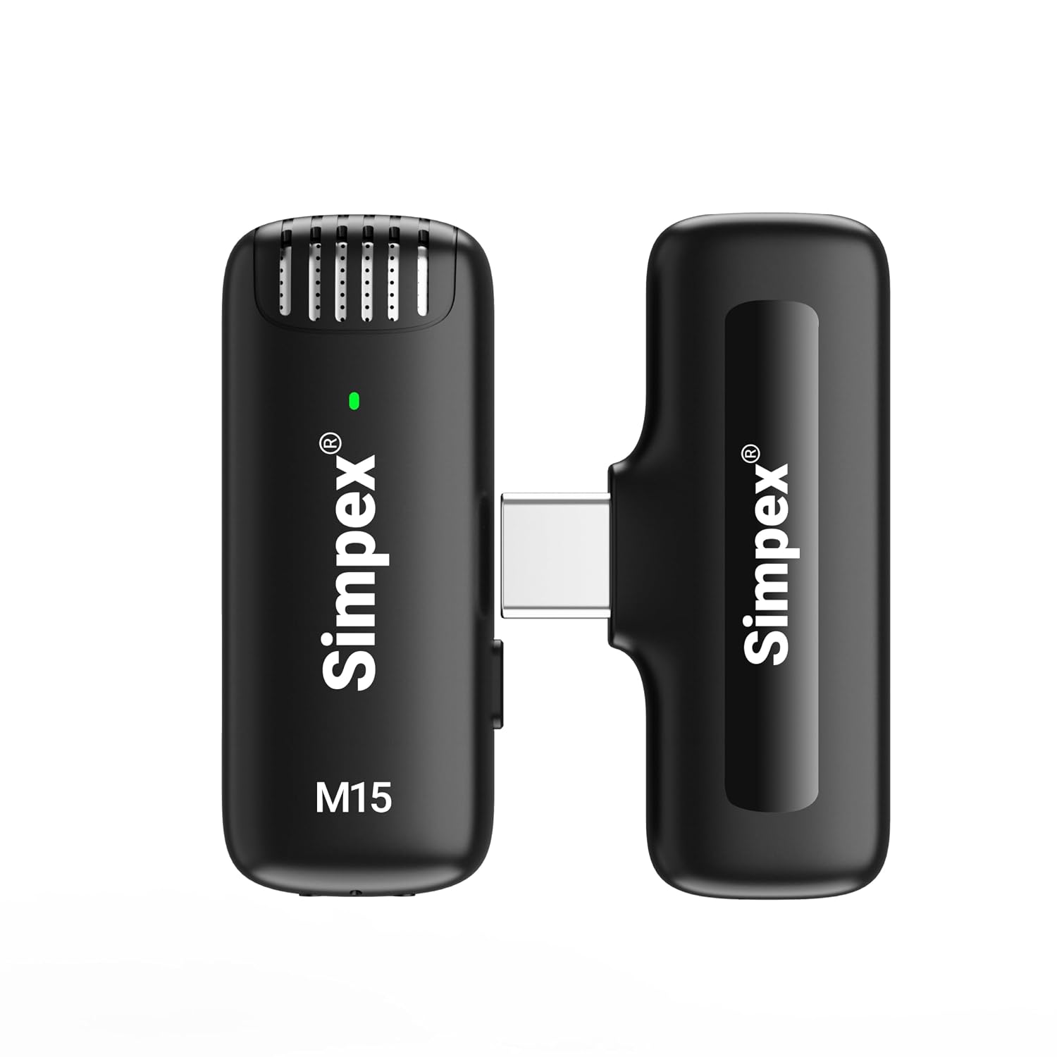 Simpex M15 Wireless Microphone & Receiver with Type C, Noise Cancellation, Mic Suitable for Vlog You Tube Live Streaming Video Recording and More.