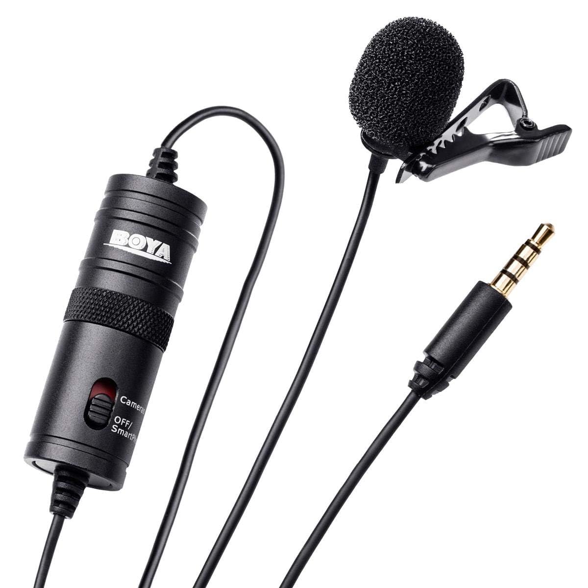 BOYA BOYALavalier Auxiliary Microphone Noise Cancelling Omnidirectional Mic with Monitoring Port for YouTube Tiktok Interview Broadcast Content Creation (M1)