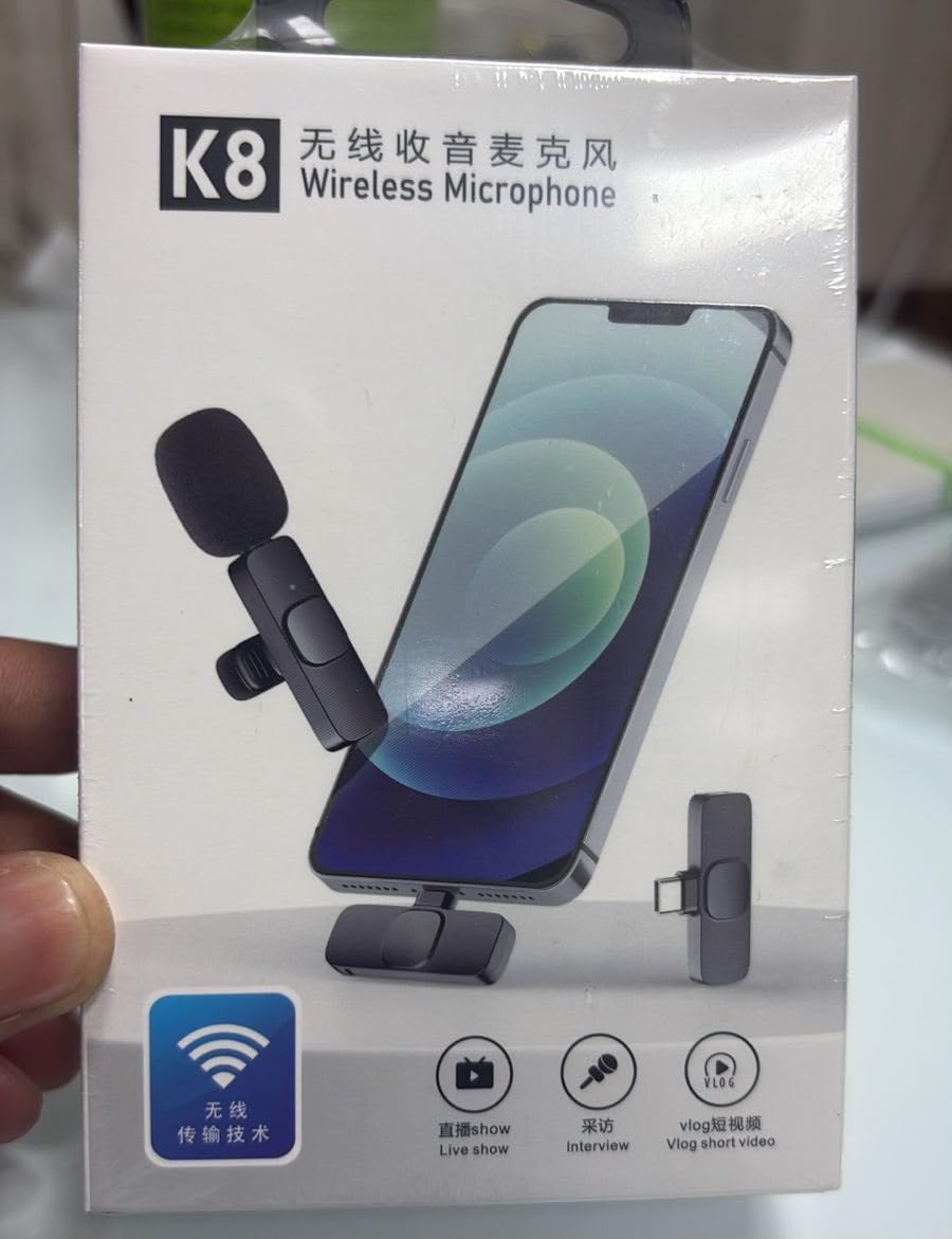 K8 Wireless Lavalier Microphone for Type-C Smartphones | 2.4GHz Clip-on Mic | Plug & Play | Noise Reduction | Mini Lapel Microphone for YouTube, Vlogging, Live Streaming, Recording & Online Classes
