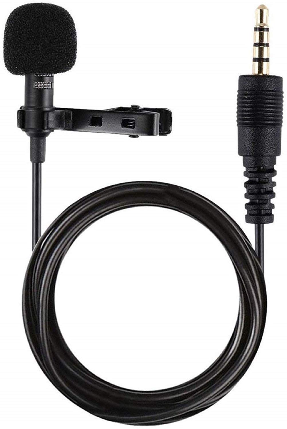 Omnidirectional Lavalier Microphone, Earphone for Calls, Video Conferences, and Monitoring, Black, Small