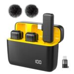 Bietrun Wireless Mic with Noise Reduction for Video Recording, Support Type C Android & iPhone, Dual Channel Mic Wireless | Mics for YouTube| Charging Case Included (BIT29)