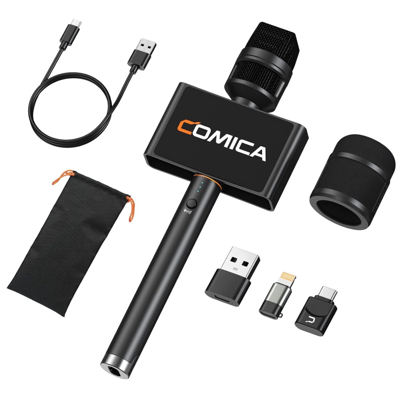 COMICA Revo S Wireless Handheld Interview Microphone USB-C, Cardioid Condenser Rechargeable Reporter Microphone for Phone, Professional Recording Mic for Speech, Street Interviews