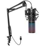TONOR USB Podcast Microphone, Gaming PC Studio Streaming Mic Kit for Gamer, Recording Condenser Equipment Cardioid Microfono for Singing, YouTube, 200 cm/78inch Cable, with Adjustable Arm Stand, Q9S