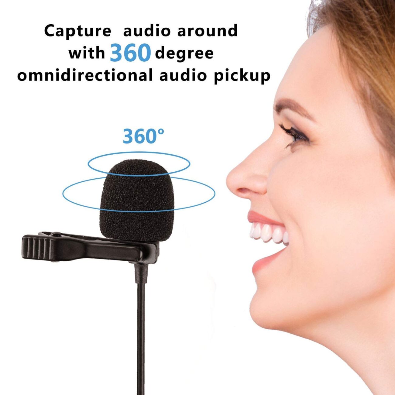 ESSELKAY Dynamic Lapel Collar Mic Voice Recording Filter Microphone for Singing Microphone Wired 3.5mm Plug Guide Lecture YouTube Smartphones, Black
