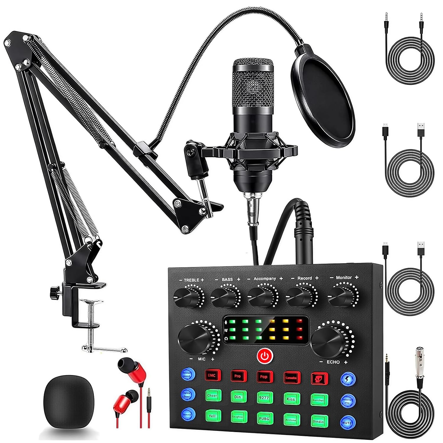 ALSO GO Podcast Equipment Bundle, V8s Sound Card with BM-800 Microphone | Podcast Microphone Bundle with Voice Changer, Recording Studio Equipment for Singing Gaming Live Streaming and YouTube Tiktok