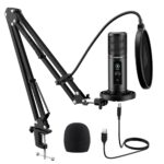 MAONO AU-PM422 Podcast Microphone with Zero Latency Monitoring, 192KHZ/24BIT Professional Cardioid Condenser Mic with Touch Mute Button and Mic Gain Knob for Recording, Podcasting, Gaming, YouTube