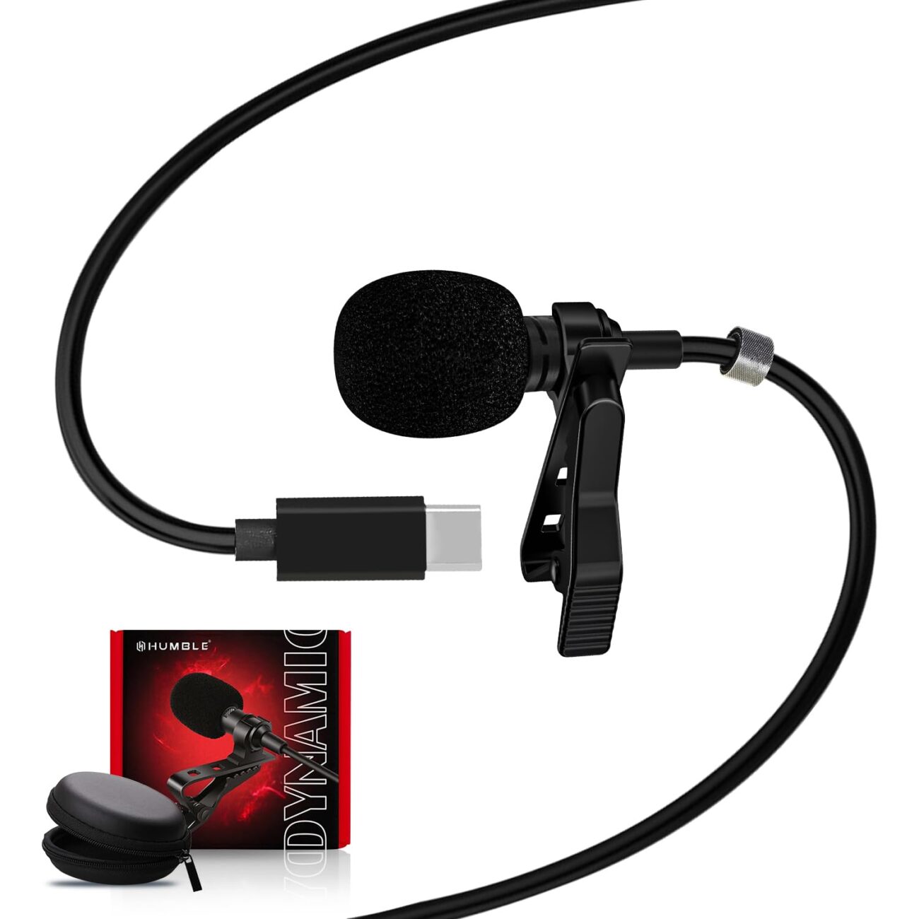 Humble® HB-C01 Lavalier Lapel Condenser Mic for Android, USB Type C Microphone for YouTube Vlogging Facebook Interview Livestream Video Recording and All(1.5 Meter) with Carrying Case